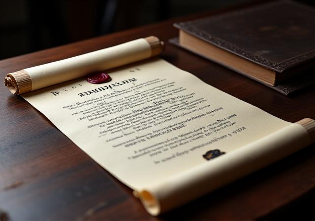 Formal handwritten corporate award scroll